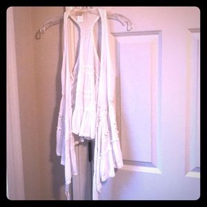 White racerback vest with sequin detailing